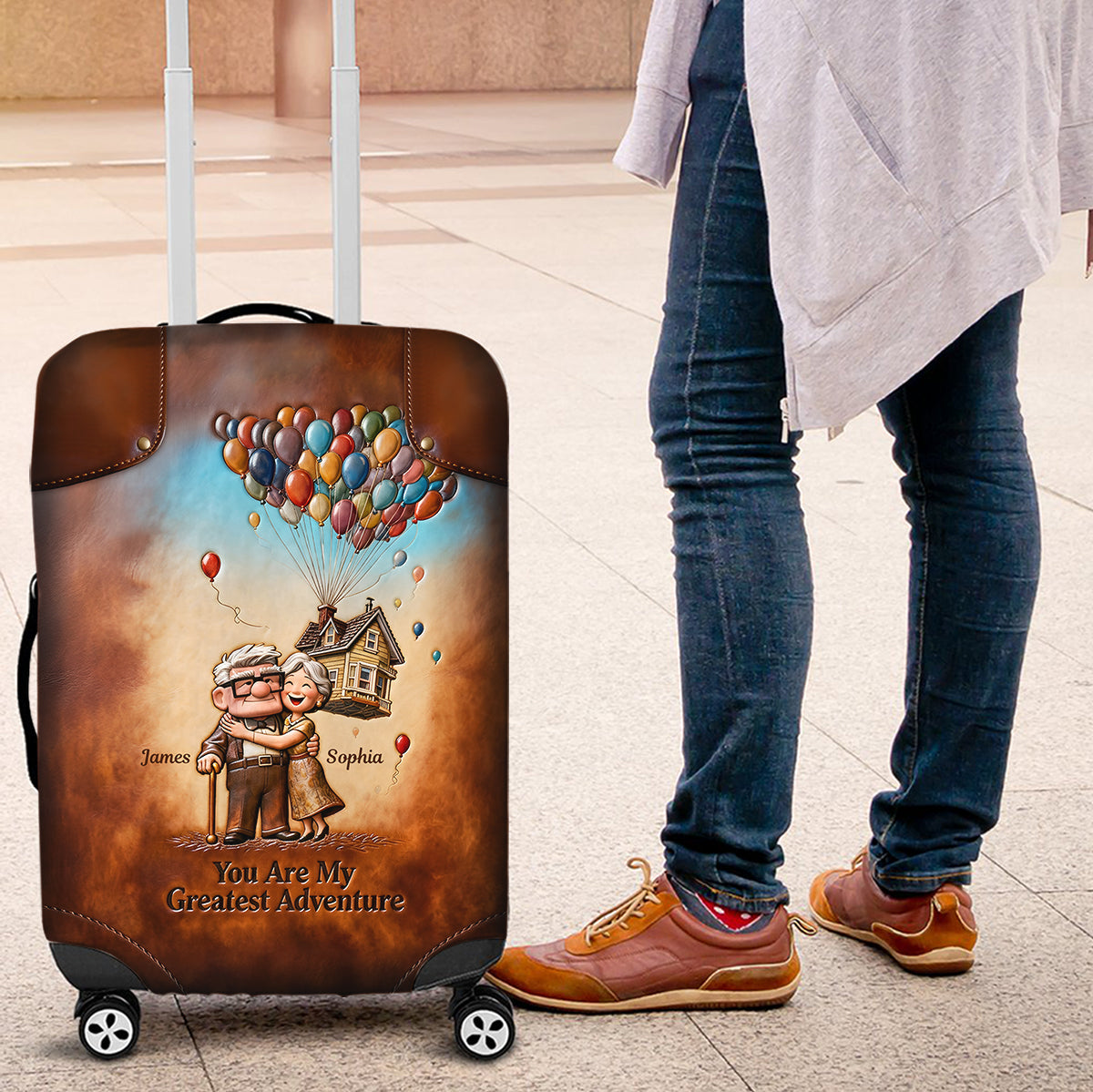 You Are My Greatest Adventure - Personalized Up Movie Couple Luggage Cover