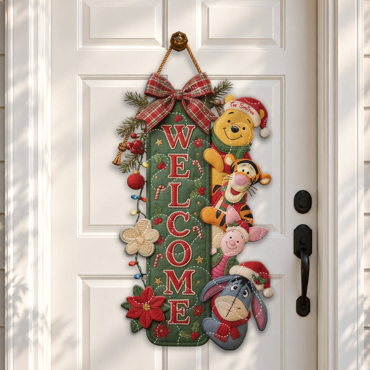 Welcome - Personalized Yellow Bear Quilted Door Hanger