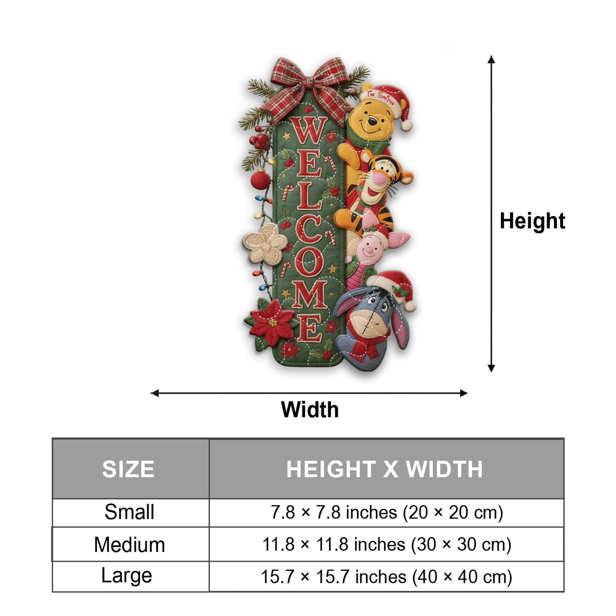 Welcome - Personalized Yellow Bear Quilted Door Hanger