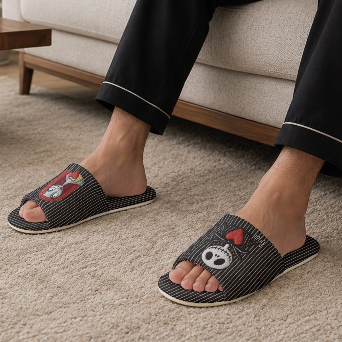 Nightmare Couple - Personalized Nightmare Open-Toe Slippers