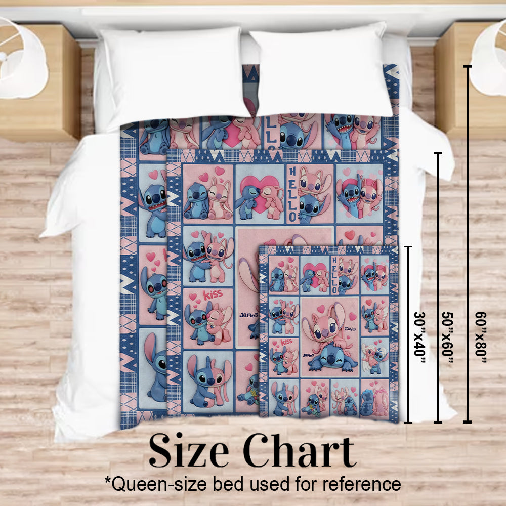 Cartoon Couple - Personalized Ohana Blanket