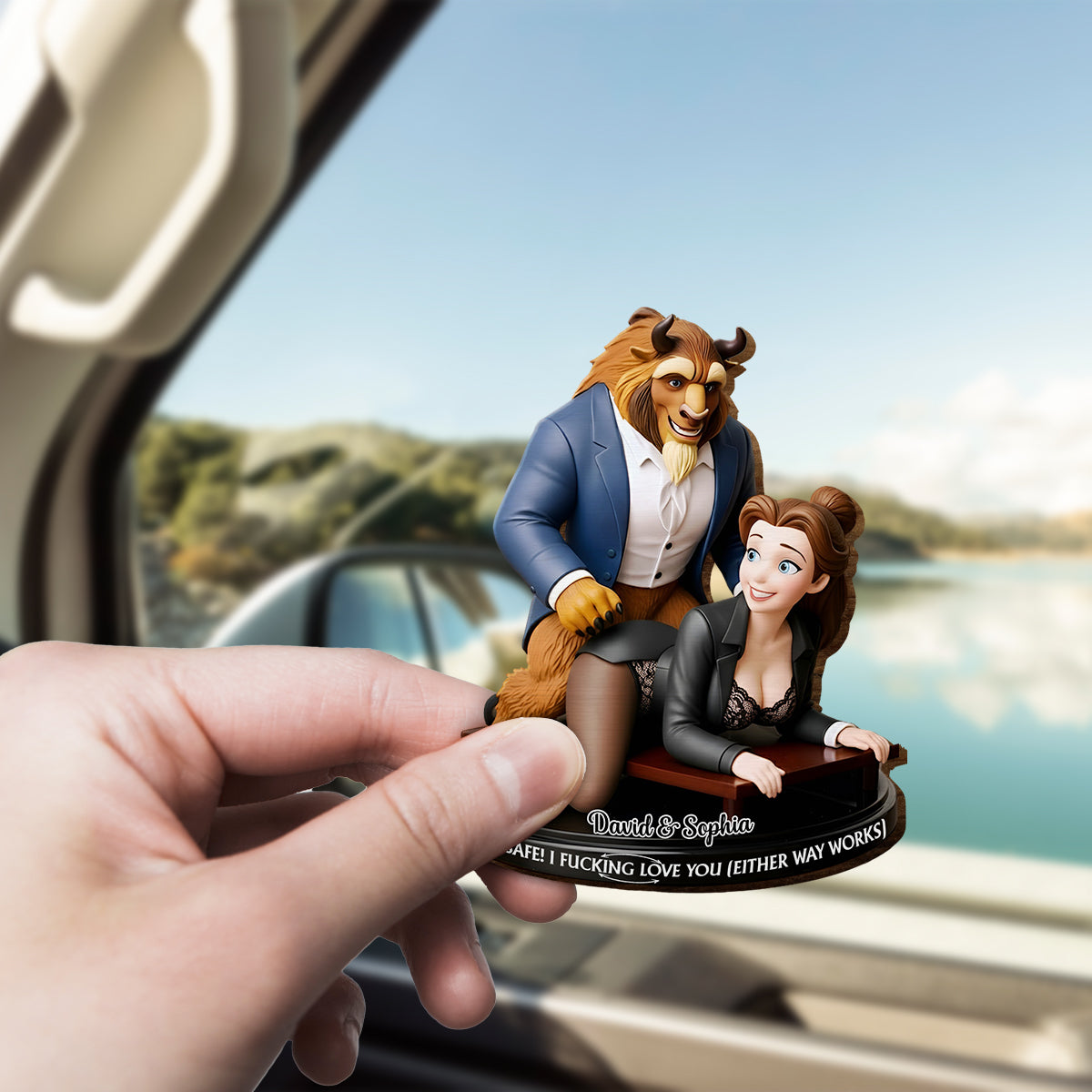 Drive Safe My Love - Personalized Couple Shaped Car Visor Clip