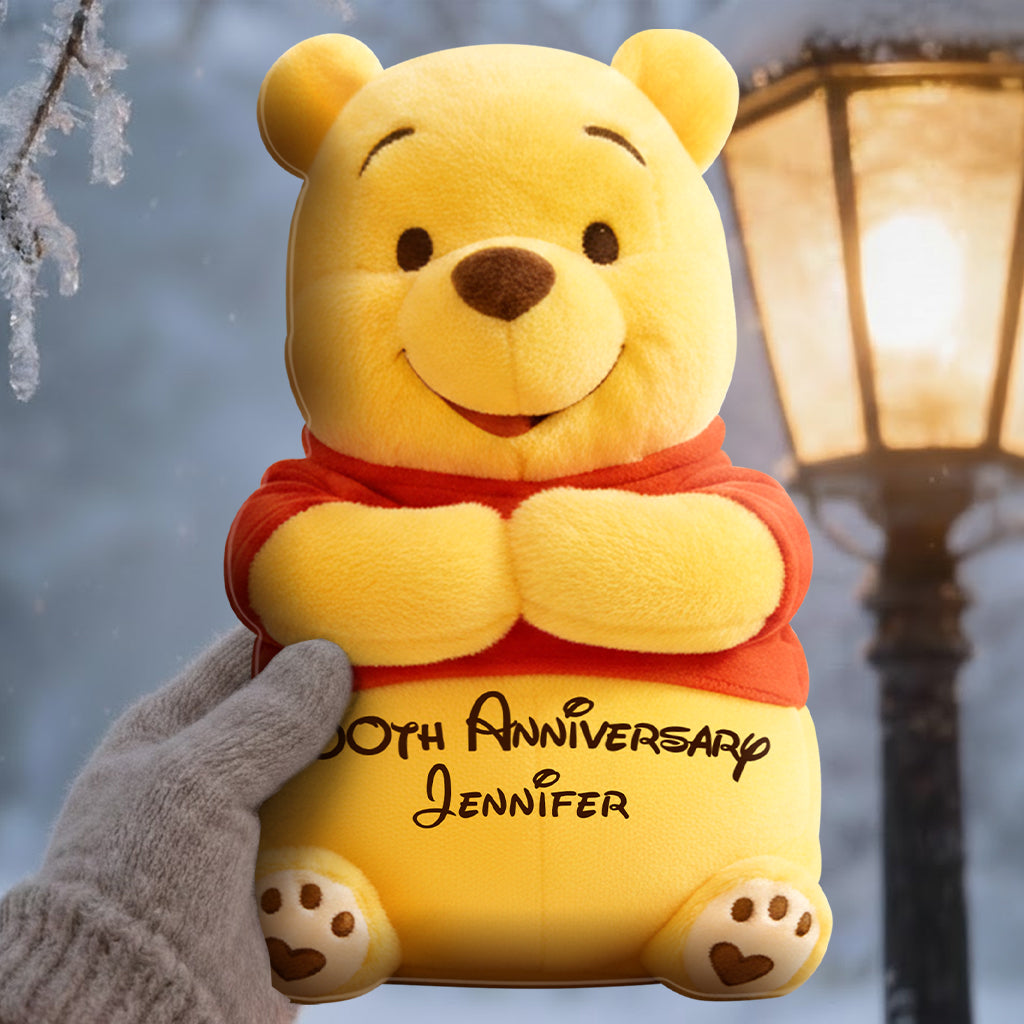 Thoughtful Gift For Girlfriend - Personalized Yellow Bear Hot Water Bottle With Cover
