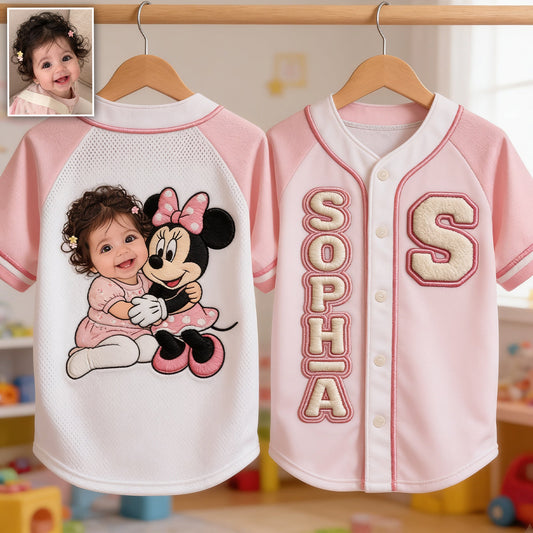 Any Photo, Any Character - Gift For Kids - Personalized Mouse Baseball Jersey
