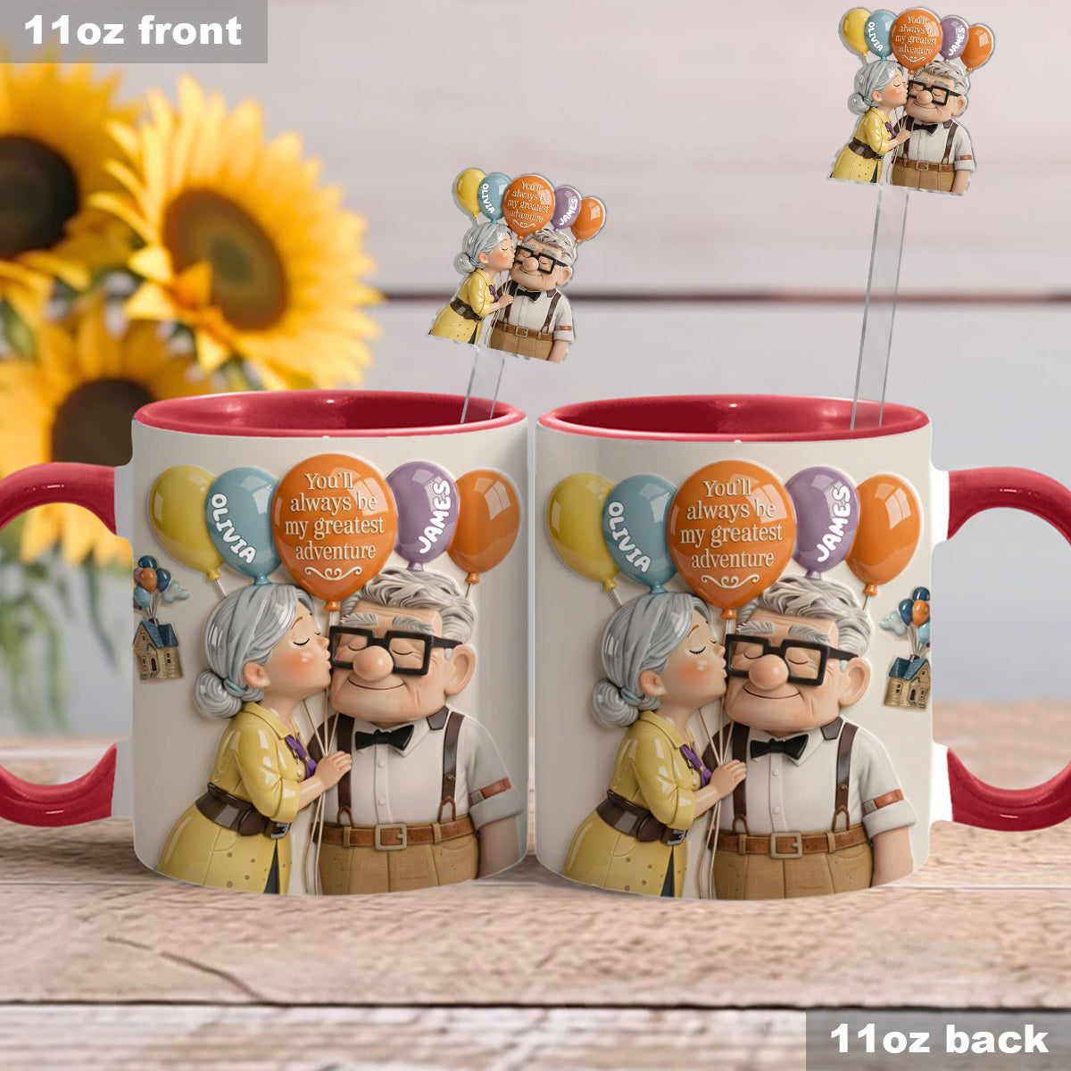 You'll Always Be My Greatest Adventure - Personalized Couple Up Set Accent Mug with Acrylic Stirrers