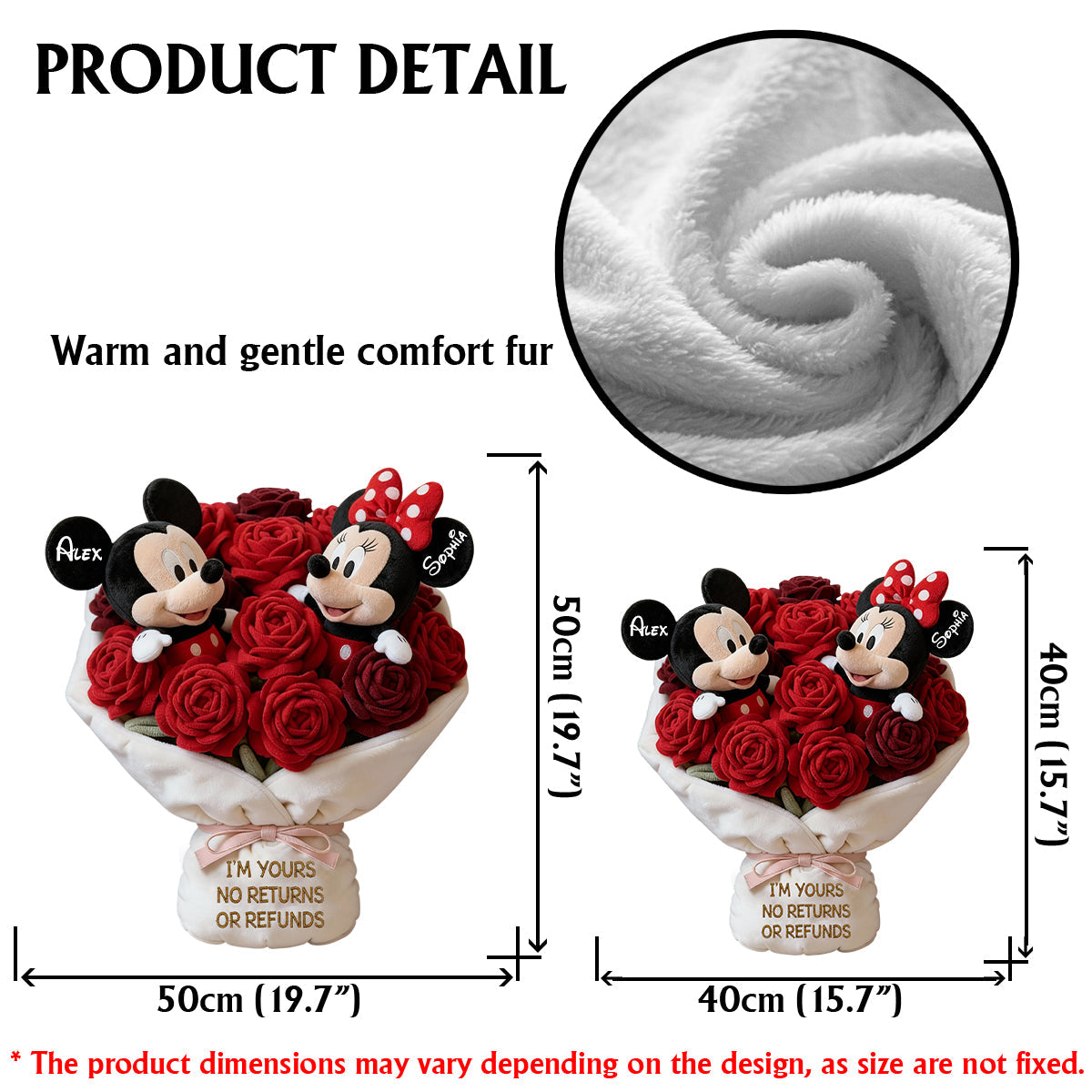 You And Me We Got This Red Rose Bouquet - Personalized Mouse Faux Fur Shaped Pillow