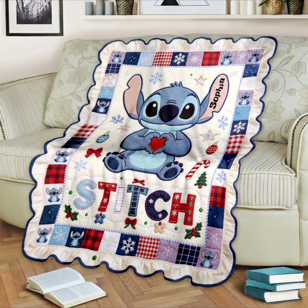 Merry Christmas - Personalized Ohana Shaped Fleece Blanket