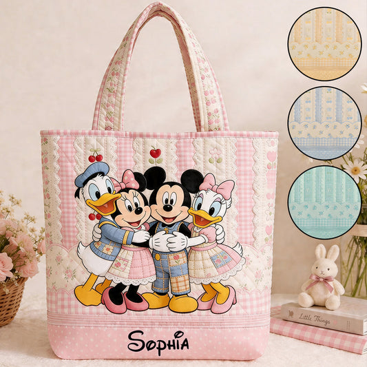 Cartoon Magical Mouse - Personalized Mouse Quilted Tote Bag