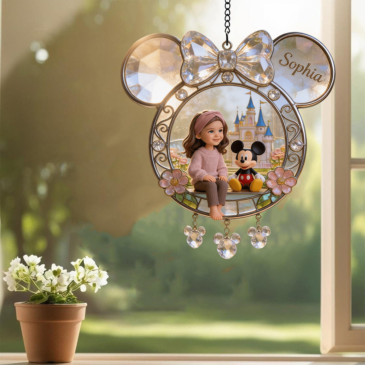 Magical Moments - Personalized Mouse Window Hanging Suncatcher With Custom Charms