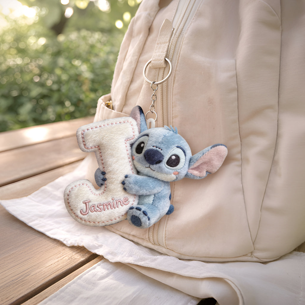 Cute Initial Letter Summer Vibe - Personalized Ohana Plush Keychain