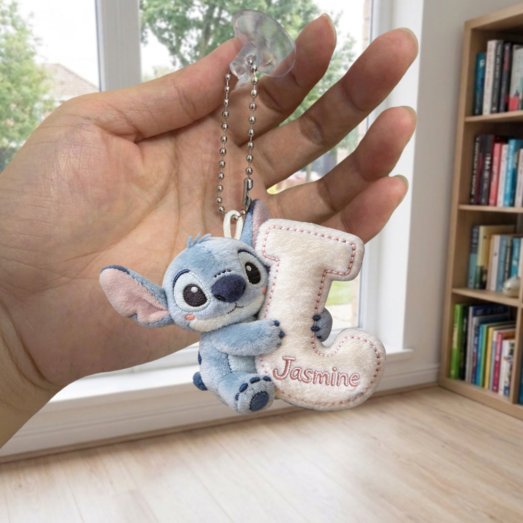 Cute Initial Letter Summer Vibe - Personalized Ohana Plush Keychain