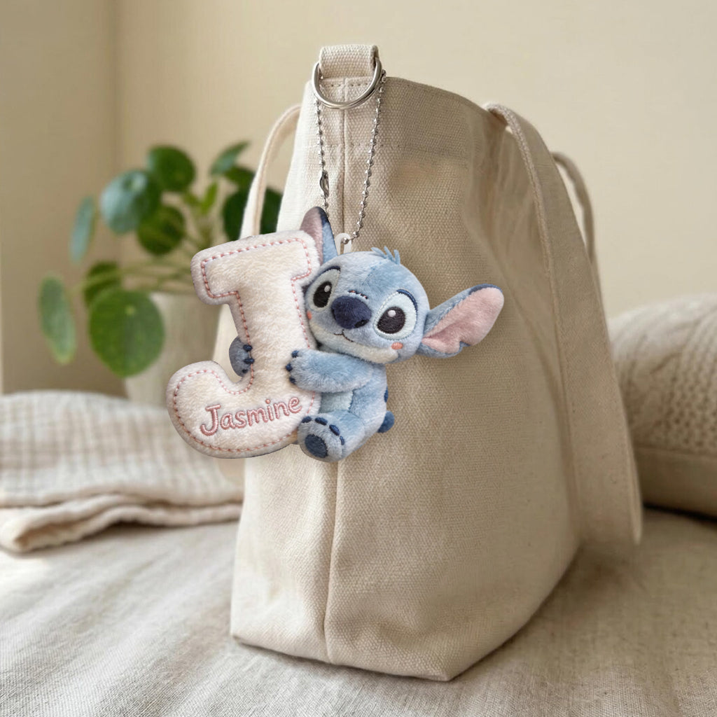 Cute Initial Letter Summer Vibe - Personalized Ohana Plush Keychain