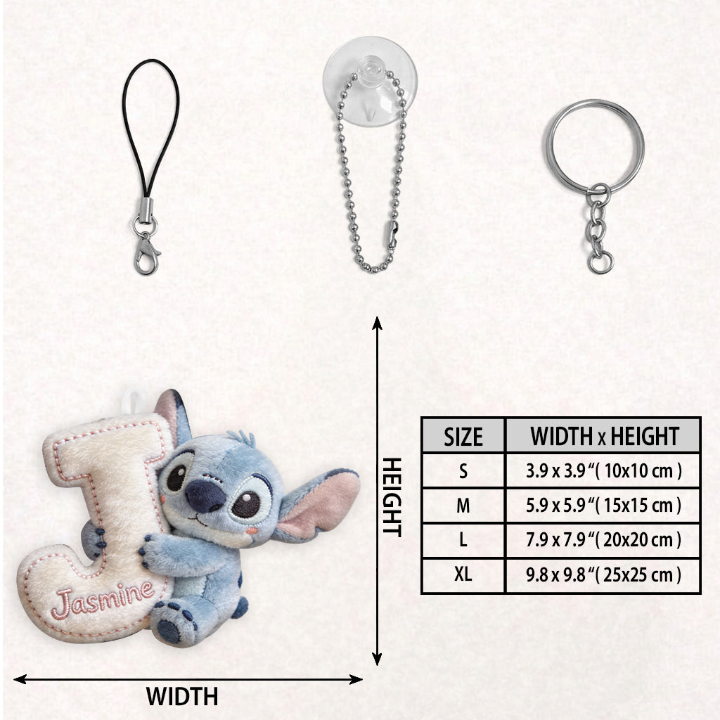 Cute Initial Letter Summer Vibe - Personalized Ohana Plush Keychain