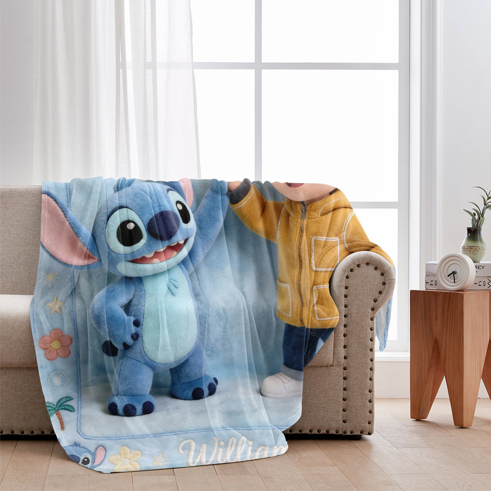 Blue Alien Friend - Personalized Ohana Blanket