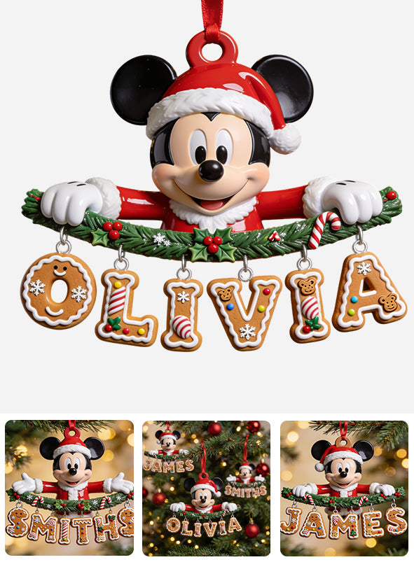 Christmas Name Letter Mouse Ears - Personalized Mouse Ornament With Charm