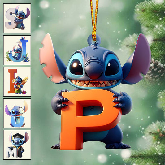 Cute Stitch Letter - Personalized Ohana Ornament