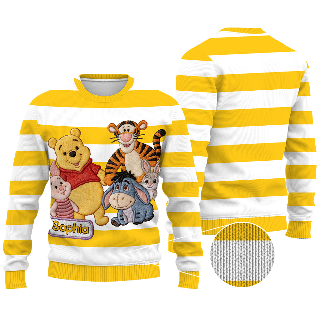 Friends - Personalized Yellow Bear Cardigan Sweater