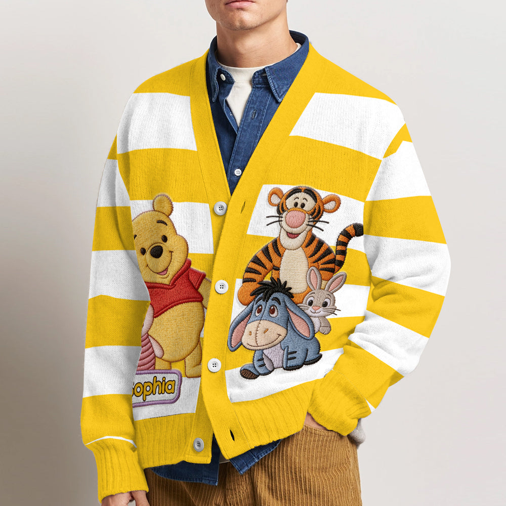 Friends - Personalized Yellow Bear Cardigan Sweater