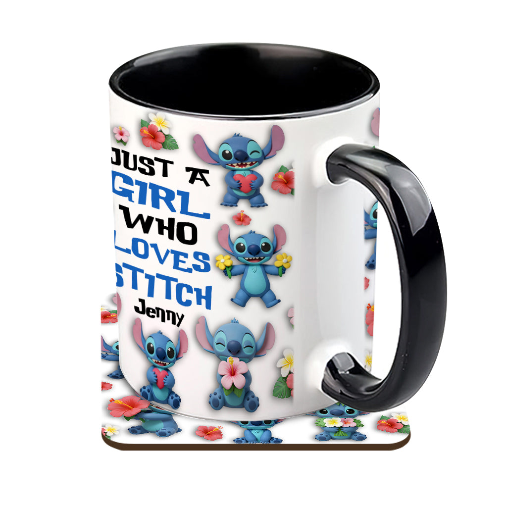 Just A Girl Who Loves Ohana - Personalized Ohana Accent Mug