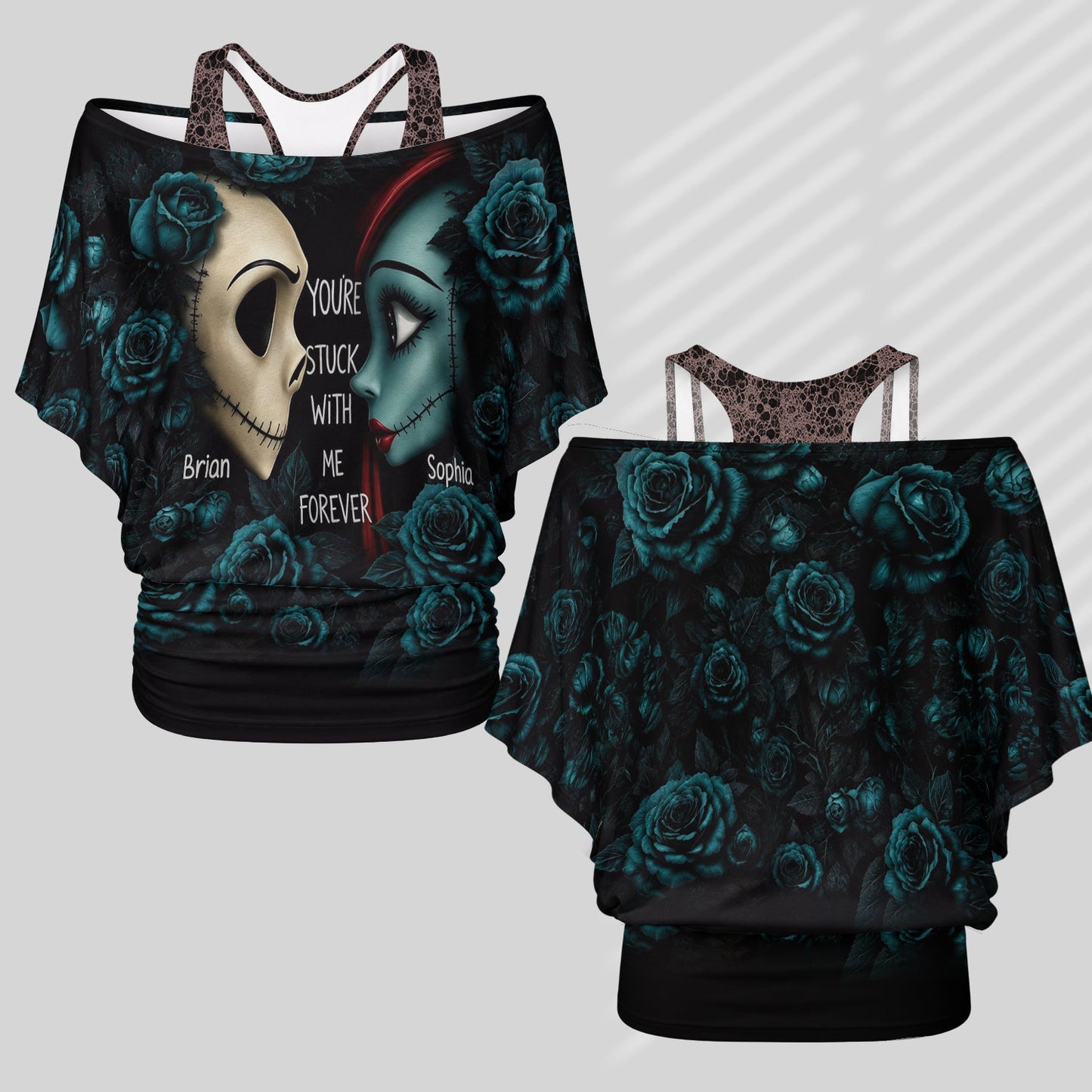 You’re Stuck With Me Forever - Personalized Nightmare Off-Shoulder Top Set