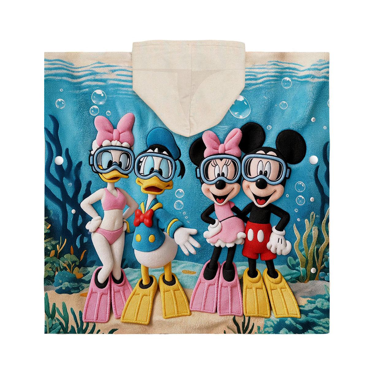 Beach Cartoon Mouse - Personalized Mouse Kid Hooded Towel Poncho