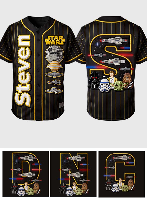 The Force Alphabet Letter - Personalized The Force Baseball Jersey