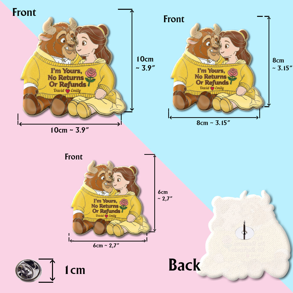 I Am Yours - Personalized Beauty And The Beast Pin