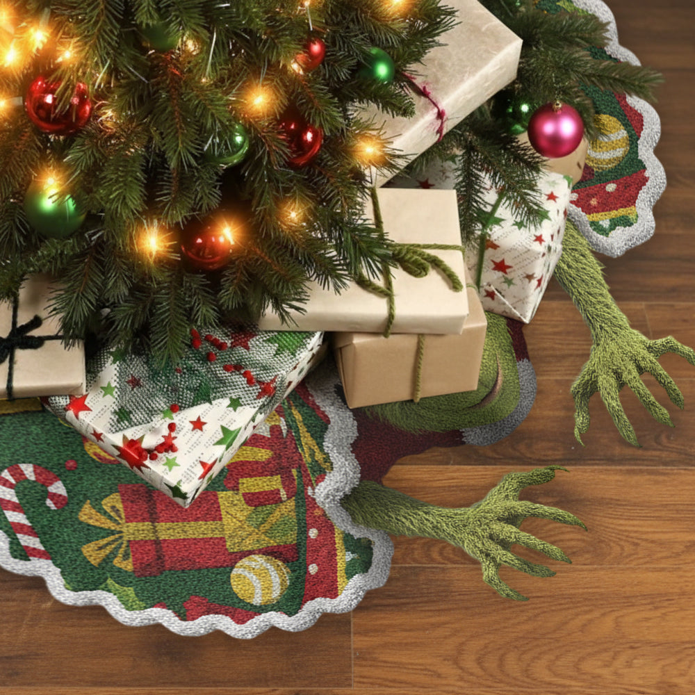 Merry Grinchmas - Personalized Stole Christmas Shaped Tree Skirt