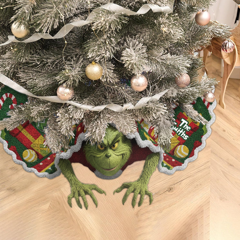 Merry Grinchmas - Personalized Stole Christmas Shaped Tree Skirt