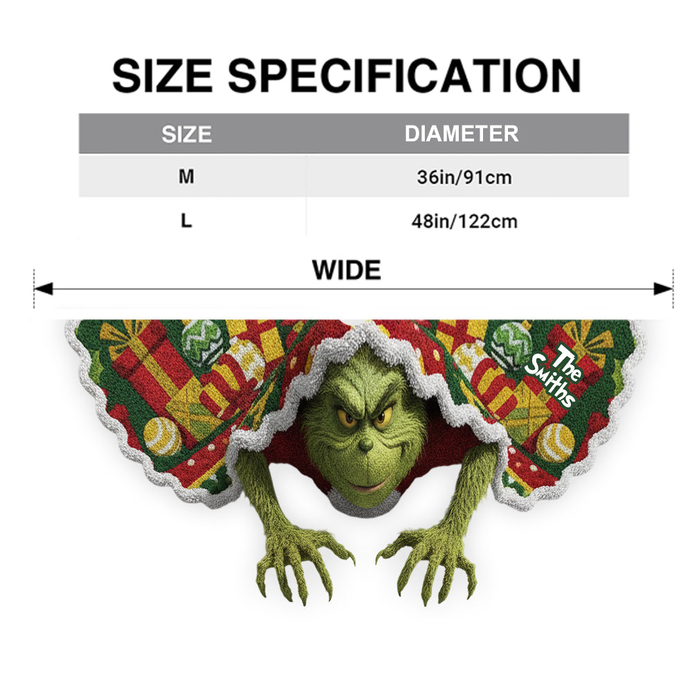 Merry Grinchmas - Personalized Stole Christmas Shaped Tree Skirt