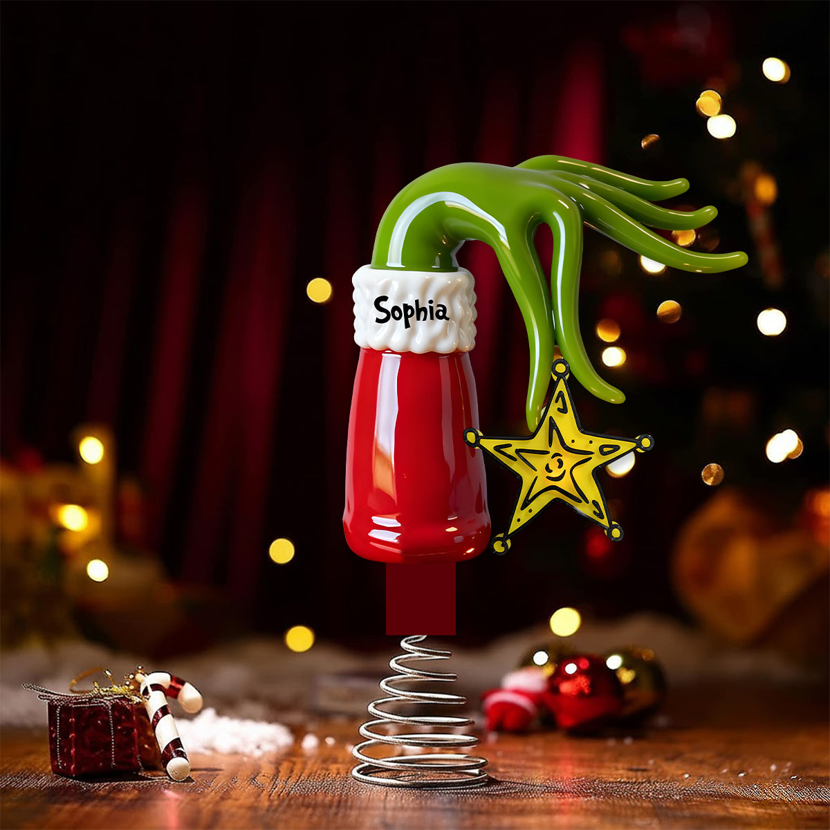 Grinchmas 2025 - Personalized Stole Christmas LED Light Tree Topper