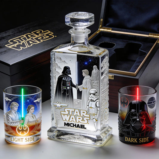 The Ultimate Light & Dark Side Spirit - Personalized The Force Whiskey Decanter Set
