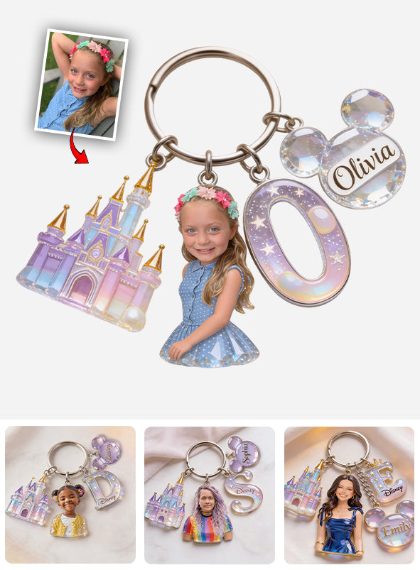 Magic Castle Alphabet Custom From Photo - Personalized Dream Trip Keychain With Charms