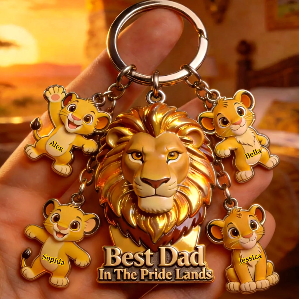Best Dad In The Pride Land - Personalized Premium Keychain With Charms