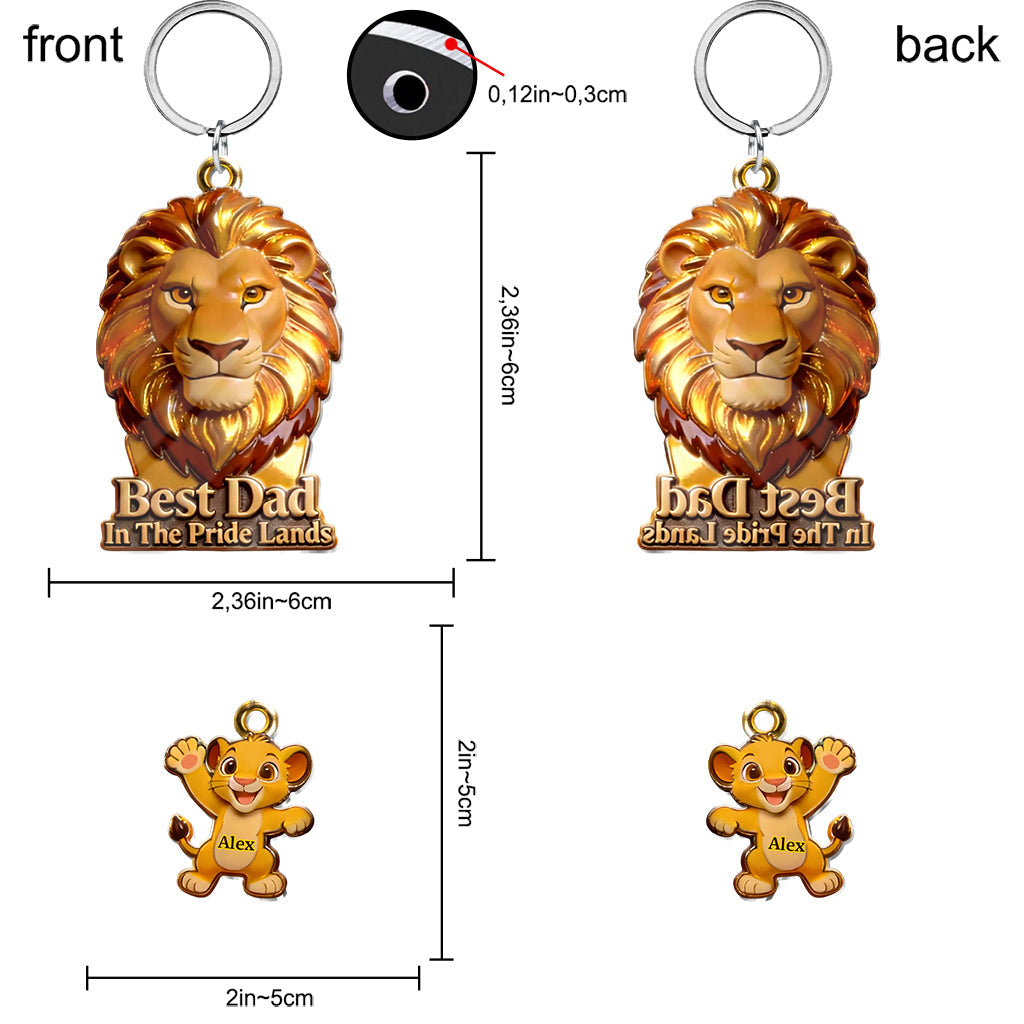 Best Dad In The Pride Land - Personalized Premium Keychain With Charms