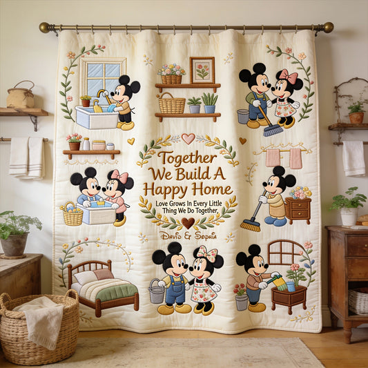 Together We Build A Happy Home - Personalized Mouse Blackout Window Curtain/ Drapes Set