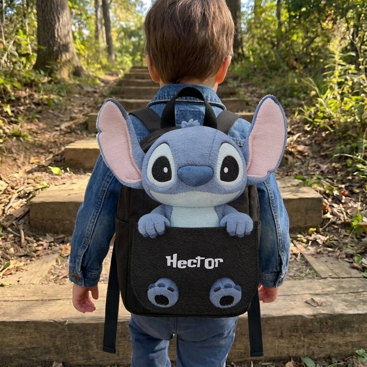 Blue Alien - Personalized Ohana Changeable Leather Patch Backpack