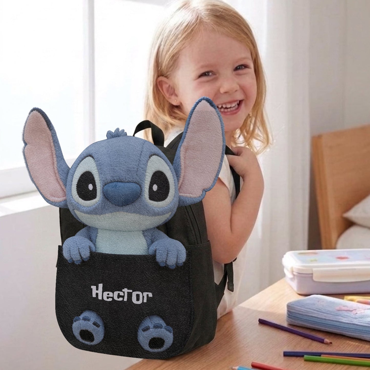 Blue Alien - Personalized Ohana Changeable Leather Patch Backpack