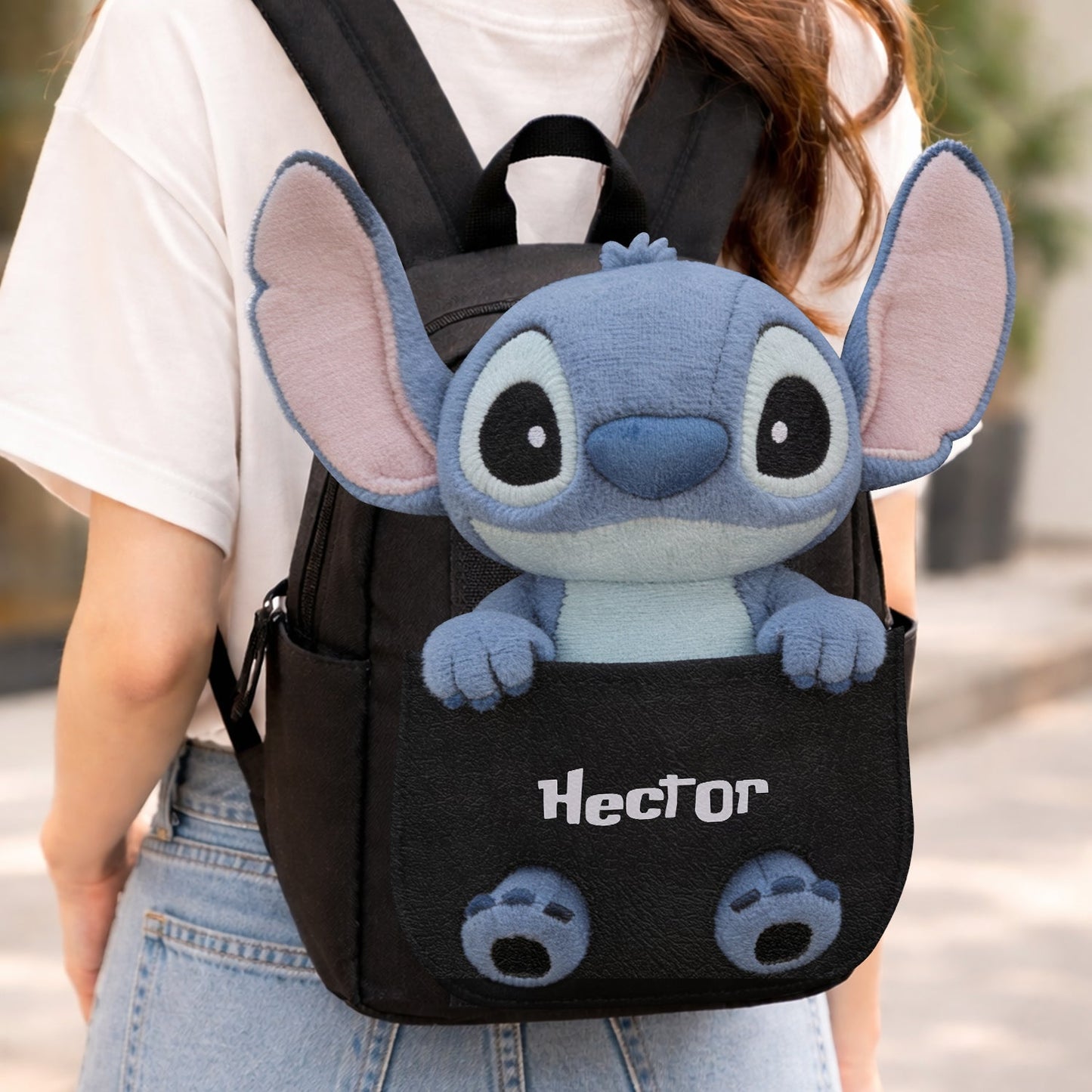 Blue Alien - Personalized Ohana Changeable Leather Patch Backpack