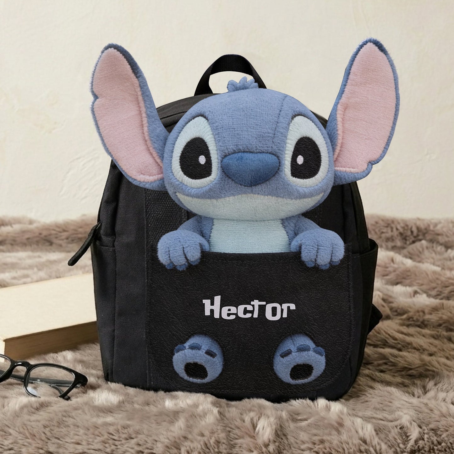 Blue Alien - Personalized Ohana Changeable Leather Patch Backpack