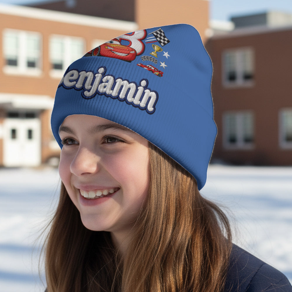 Little Racer Birthday Gift - Personalized Racing Lover Beanie Hat