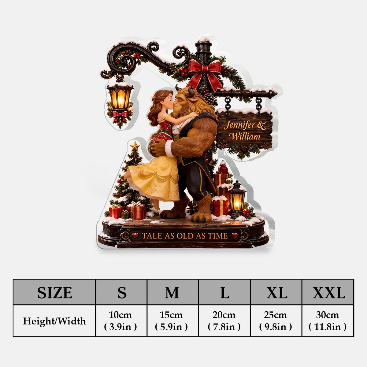 Romantic Christmas Fairytale Couple - Personalized Beauty And The Beast 2-Side Printed Acrylic Plaque