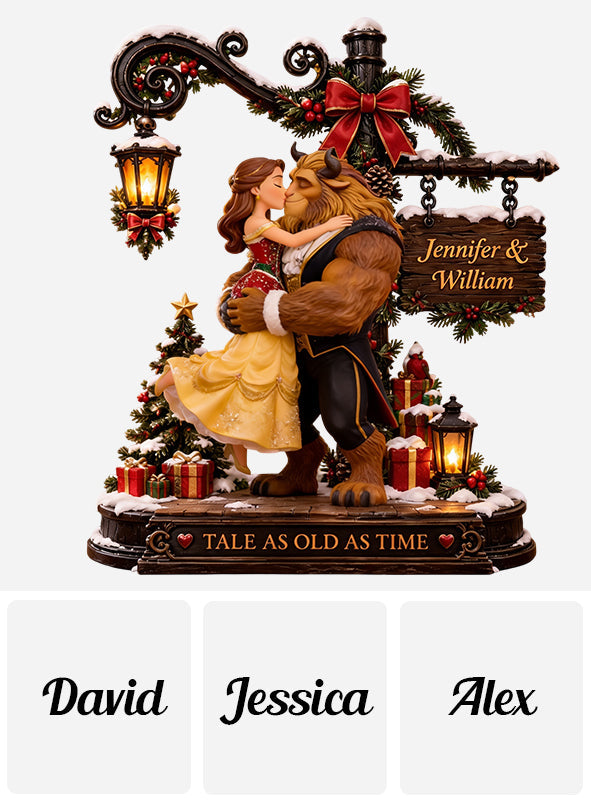 Romantic Christmas Fairytale Couple - Personalized Beauty And The Beast 2-Side Printed Acrylic Plaque