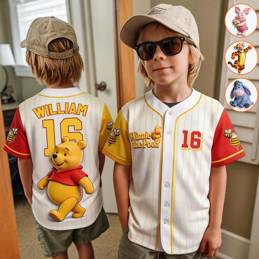 Bear Friends - Personalized Yellow Bear Baseball Jersey