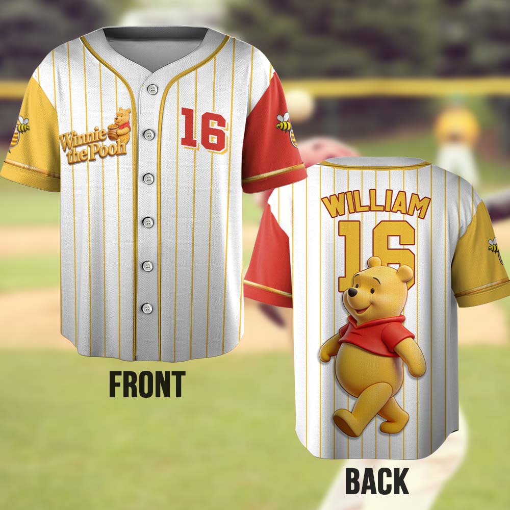 Bear Friends - Personalized Yellow Bear Baseball Jersey