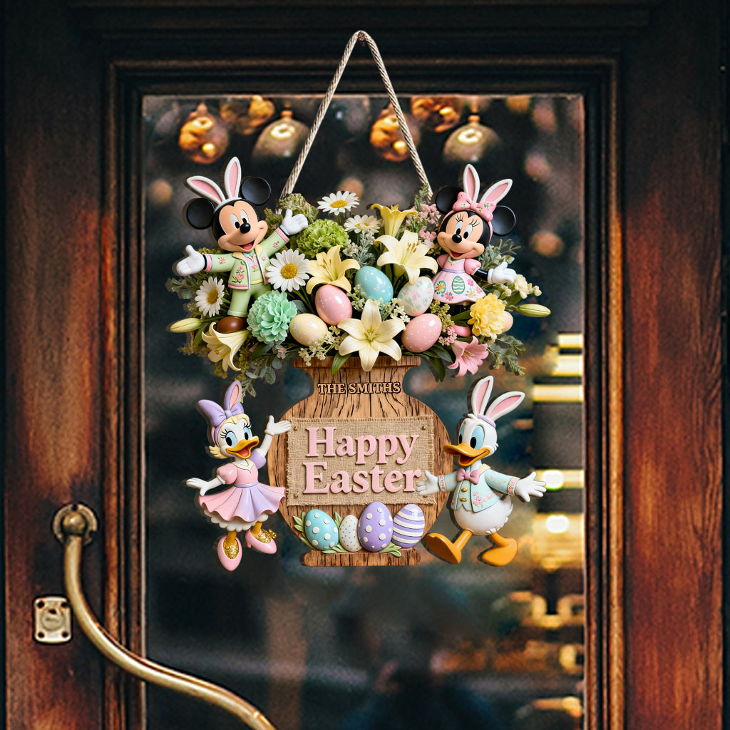 Happy Easter - Personalized Mouse Custom Shaped Wood Sign
