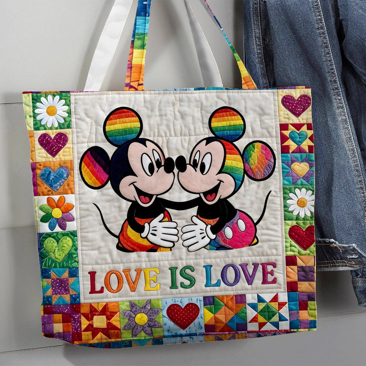 LGBT Pride, Cartoon Mouse - Personalized LGBT Support Quilted Tote Bag