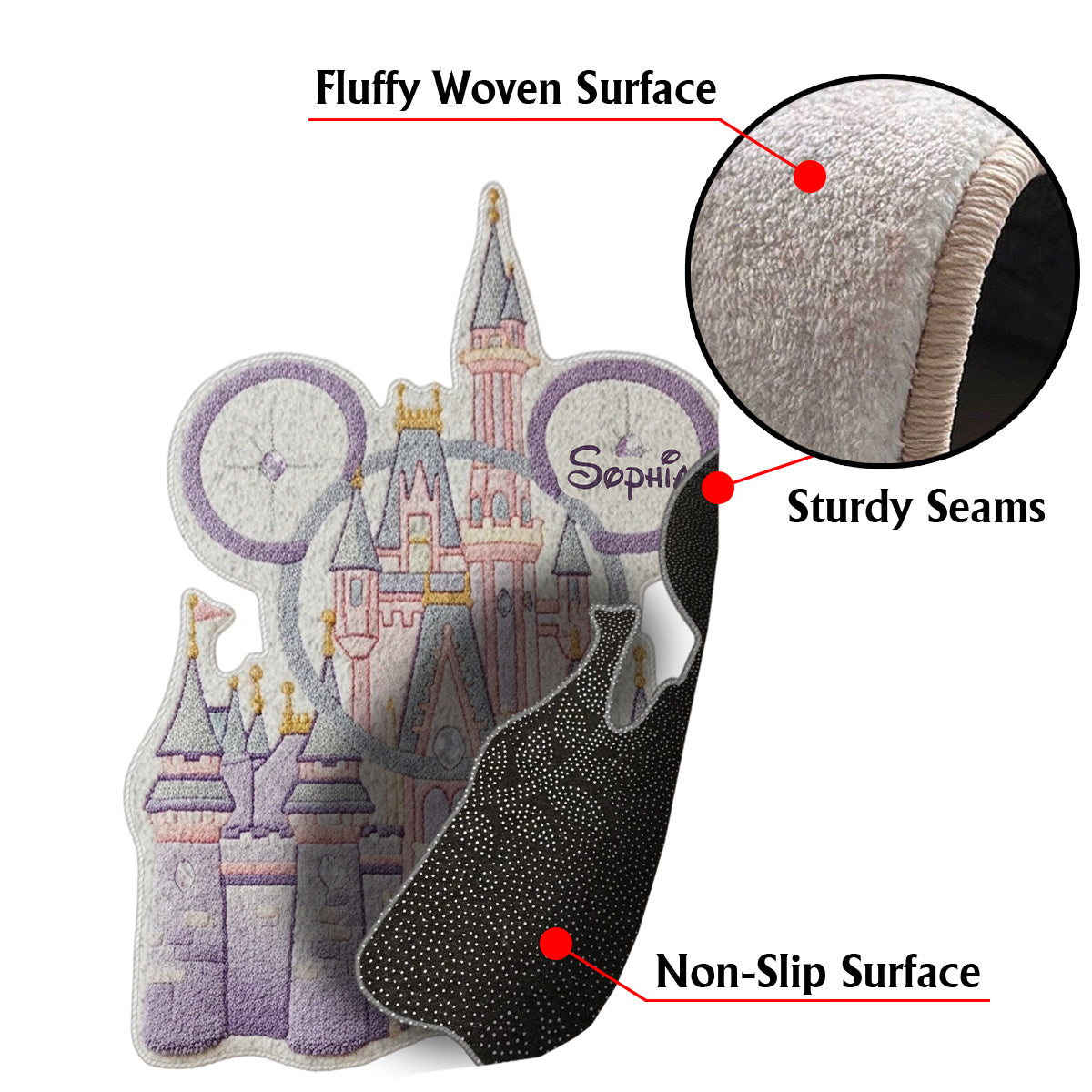 Magical Castle - Personalized Mouse Shaped Doormat/ Rug