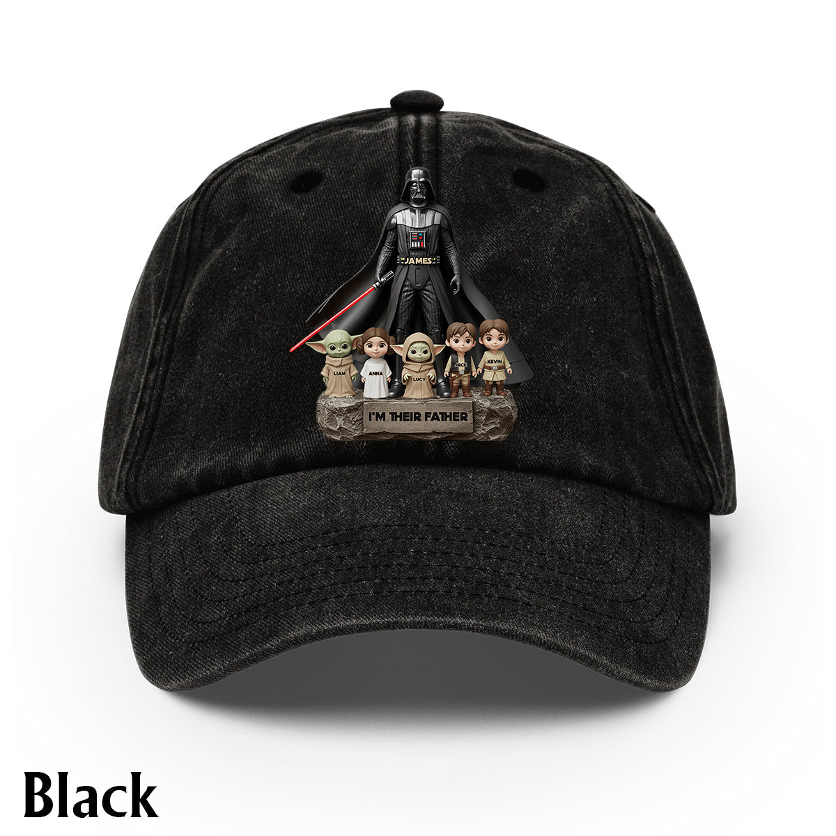 I Am Their Father - Personalized The Force Washed Denim Cap