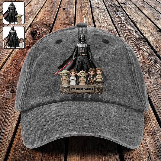 I Am Their Father - Personalized The Force Washed Denim Cap